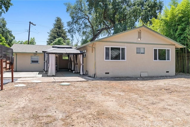 1220 Bidwell Ave, Chico, CA 95926 - rear view of property with crawl space, a gazebo, and a patio
