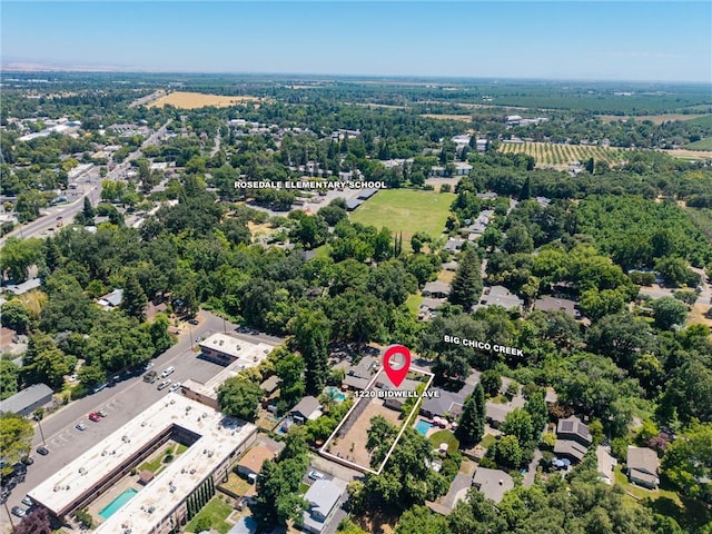 1220 Bidwell Ave, Chico, CA 95926 - aerial view of property and surrounding area with property boundaries highlighted