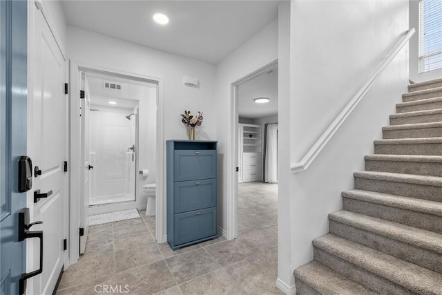 12039 Stanley Park Ct, Hawthorne, CA 90250 - foyer with stairs and recessed lighting