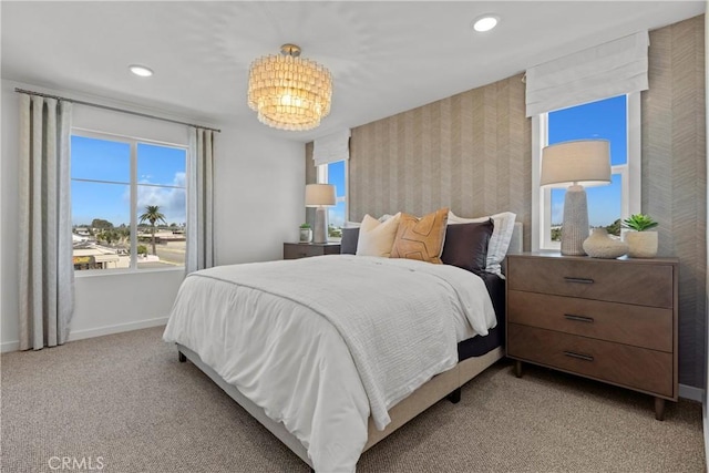 7348 Foster Bridge Blvd, Downey, CA 90240 - bedroom featuring carpet, a chandelier, and recessed lighting