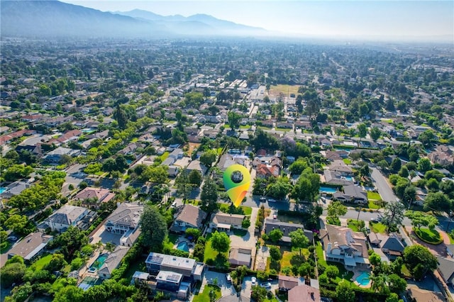 1419 S 4th Ave, Arcadia, CA 91006 - aerial view of property and surrounding area featuring a mountain backdrop and nearby suburban area
