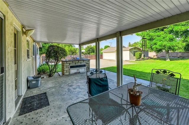 1419 S 4th Ave, Arcadia, CA 91006 - fenced backyard featuring a patio, an outdoor structure, and outdoor dining space