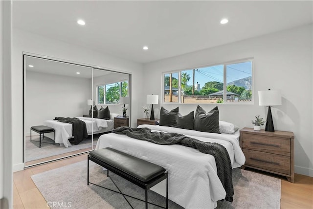 12934 Fenton Ave, Sylmar, CA 91342 - bedroom featuring recessed lighting, a closet, and light wood-type flooring