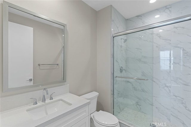 573 Patten Ave, Placentia, CA 92870 - full bathroom with a marble finish shower, vanity, and recessed lighting