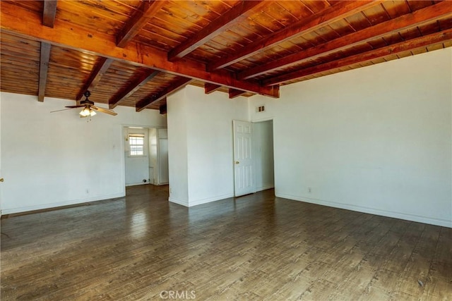 4523 Columbia Ave, Riverside, CA 92501 - unfurnished room featuring a wood ceiling with exposed beams, ceiling fan, and wood finished floors