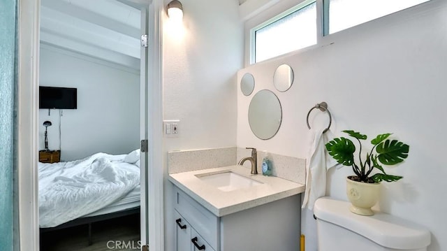 10361 Perdido St, Anaheim, CA 92804 - bathroom with lofted ceiling, vanity, and ensuite bath