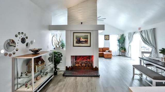 10361 Perdido St, Anaheim, CA 92804 - living area with lofted ceiling and wood finished floors