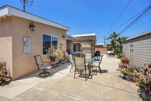15503 Fernview St, Whittier, CA 90604 - view of patio / terrace featuring outdoor dining area and a pergola