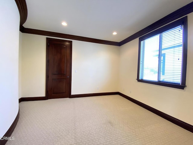 4526 Katherine Ave, Sherman Oaks, CA 91423 - empty room featuring crown molding, carpet, and recessed lighting