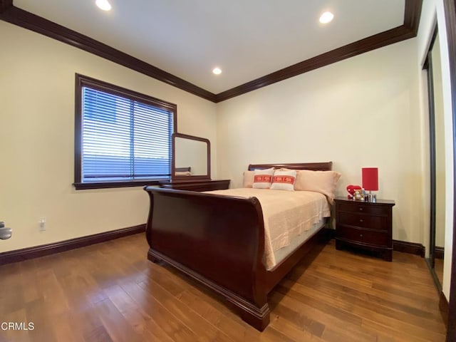 4526 Katherine Ave, Sherman Oaks, CA 91423 - bedroom featuring ornamental molding, wood finished floors, and recessed lighting