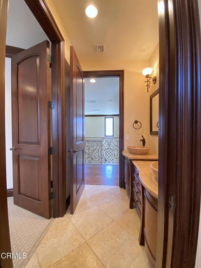 4526 Katherine Ave, Sherman Oaks, CA 91423 - bathroom featuring vanity, tile patterned floors, and recessed lighting
