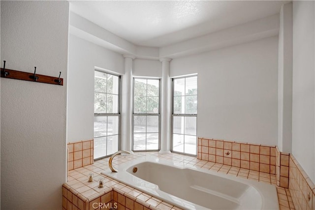 3807 Paula Ln, Lancaster, CA 93535 - full bath with a garden tub and a textured wall