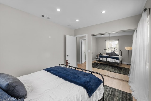 6820 Jellico Ave, Van Nuys, CA 91406 - bedroom with wood finished floors, recessed lighting, and a closet