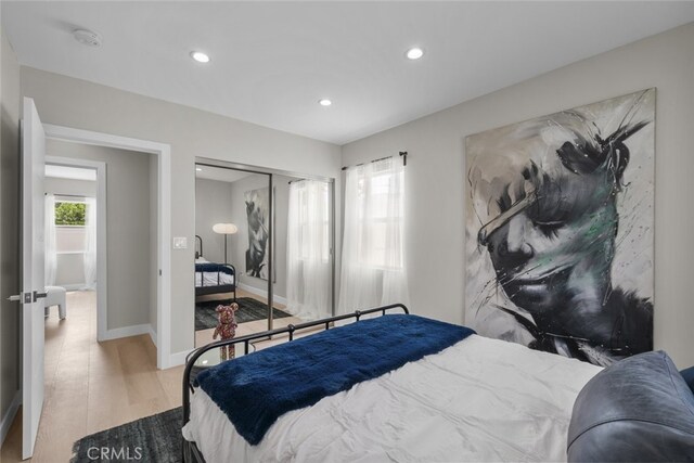 6820 Jellico Ave, Van Nuys, CA 91406 - bedroom featuring wood finished floors, recessed lighting, and a closet