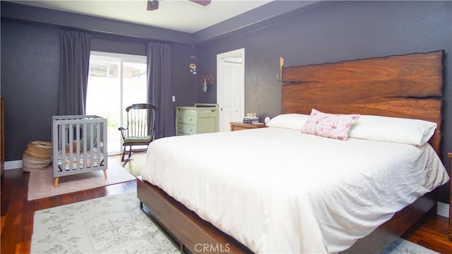 412 N Mallagh St, Nipomo, CA 93444 - bedroom featuring wood finished floors, access to outside, and ceiling fan