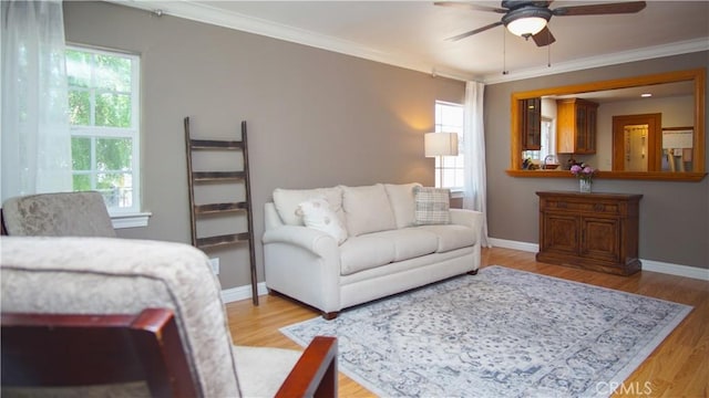 412 N Mallagh St, Nipomo, CA 93444 - living room with a ceiling fan, ornamental molding, and wood finished floors
