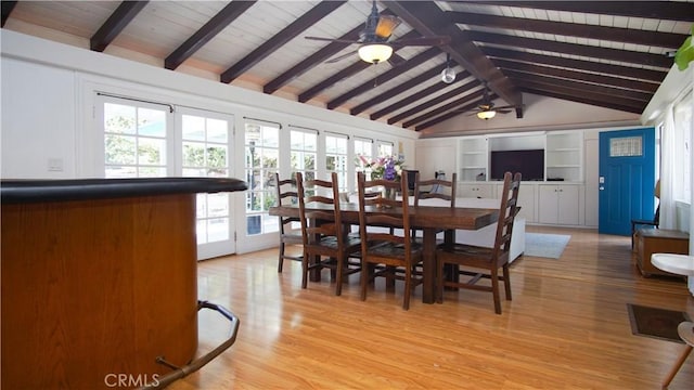 412 N Mallagh St, Nipomo, CA 93444 - dining room featuring a ceiling fan, light wood-style flooring, healthy amount of natural light, and wood ceiling