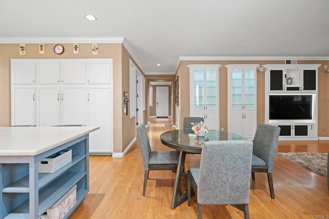 5191 Cobalt Way, Oceanside, CA 92057 - dining area featuring crown molding, light wood-style flooring, and recessed lighting