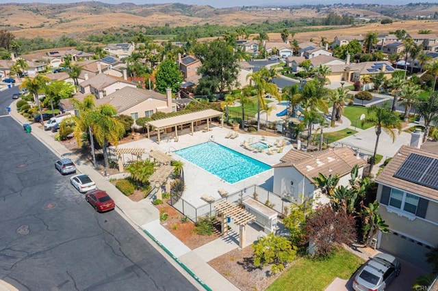 5191 Cobalt Way, Oceanside, CA 92057 - aerial view of residential area featuring a pool area and mountains