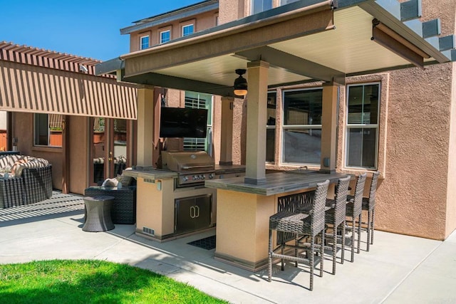 5191 Cobalt Way, Oceanside, CA 92057 - view of patio / terrace featuring exterior kitchen and ceiling fan