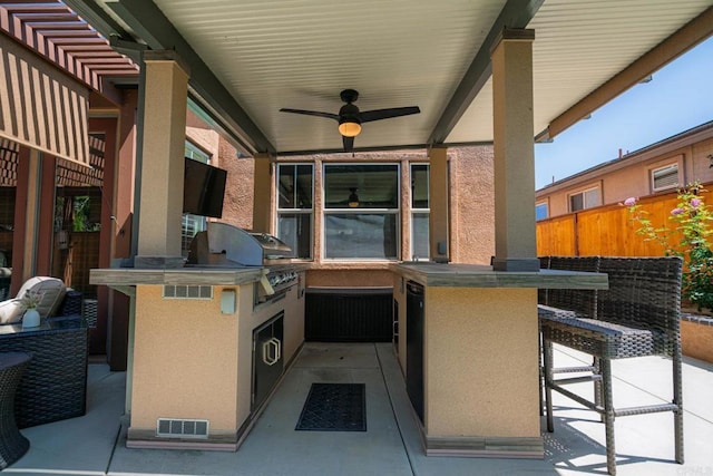 5191 Cobalt Way, Oceanside, CA 92057 - view of patio featuring exterior kitchen and a ceiling fan