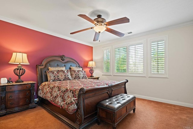 5191 Cobalt Way, Oceanside, CA 92057 - bedroom featuring carpet floors, crown molding, and a ceiling fan