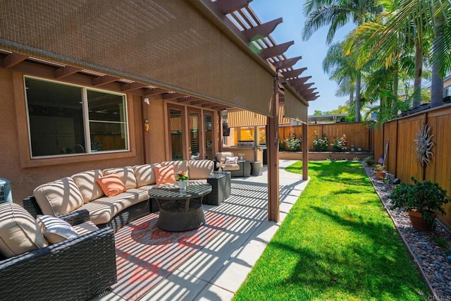 5191 Cobalt Way, Oceanside, CA 92057 - fenced backyard featuring outdoor lounge area, a pergola, and a patio area