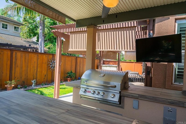 5191 Cobalt Way, Oceanside, CA 92057 - view of patio / terrace with exterior kitchen and a ceiling fan