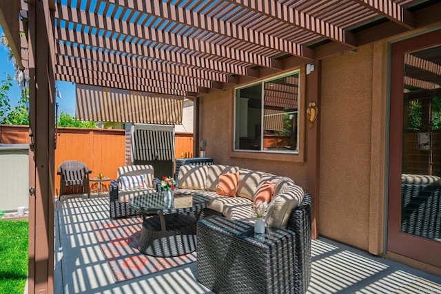 5191 Cobalt Way, Oceanside, CA 92057 - view of patio with an outdoor living space and a pergola
