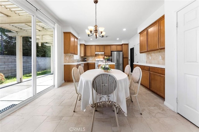 15216 Masline St, Baldwin Park, CA 91706 - dining space with a chandelier, plenty of natural light, and recessed lighting