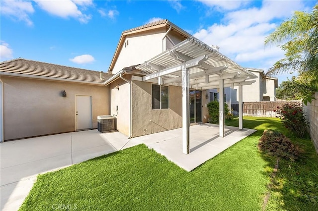 15216 Masline St, Baldwin Park, CA 91706 - rear view of property featuring a pergola, stucco siding, and a patio area