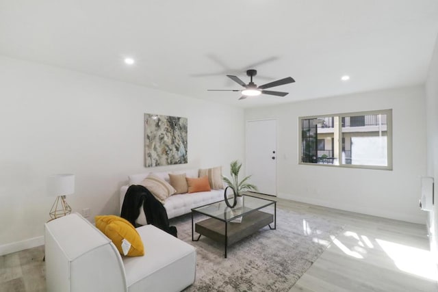 3535 Monroe Ave Unit 5, San Diego, CA 92116 - living room with light wood finished floors, ceiling fan, and recessed lighting