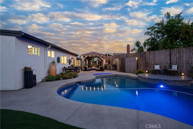25891 Pinewood Ln, Laguna Hills, CA 92653 - view of pool with a gazebo, a patio, a fenced backyard, and an outdoor living space