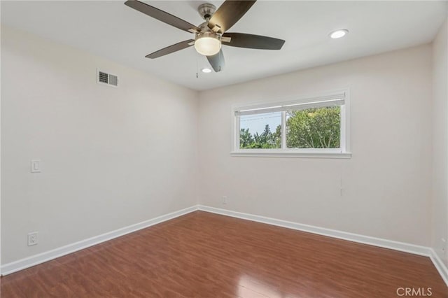 17148 Stare St, Northridge, CA 91325 - empty room featuring ceiling fan, wood finished floors, and recessed lighting