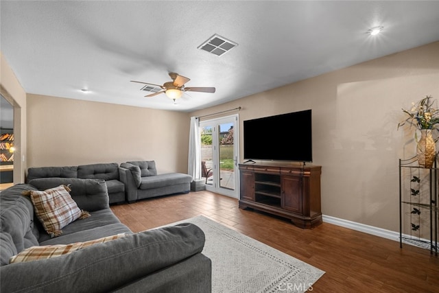 44112 Precise St, Lancaster, CA 93536 - living area featuring dark wood-style flooring and ceiling fan