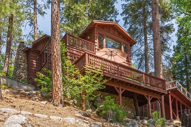 2576 Chilnualna Ln, Wawona, CA 95389 - rear view of property with a deck and stairway