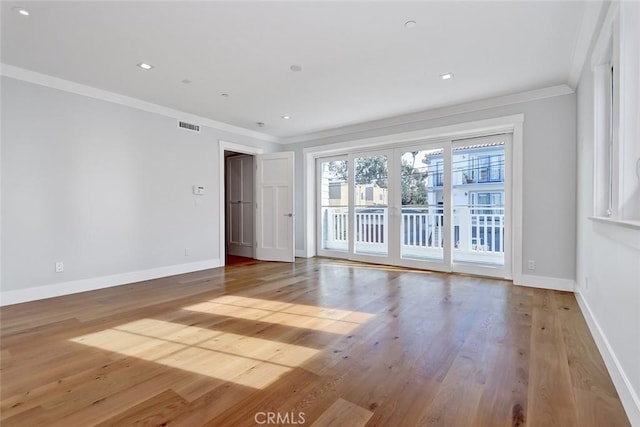 1100 Cypress Ave, Hermosa Beach, CA 90254 - spare room with ornamental molding and light wood-type flooring