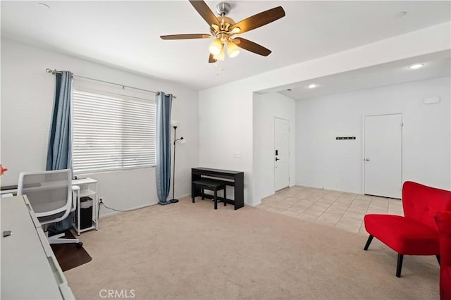3660 Half Dome Ave, Rosamond, CA 93560 - carpeted office space with a ceiling fan and recessed lighting