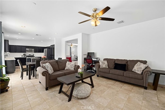 3660 Half Dome Ave, Rosamond, CA 93560 - living area with ceiling fan and recessed lighting