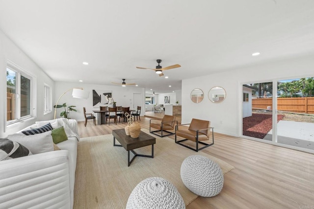 508 Village View Pl, Fallbrook, CA 92028 - living room with light wood-style flooring, recessed lighting, and ceiling fan