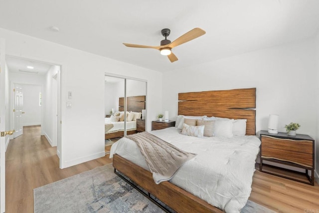 508 Village View Pl, Fallbrook, CA 92028 - bedroom featuring a closet, wood finished floors, and a ceiling fan