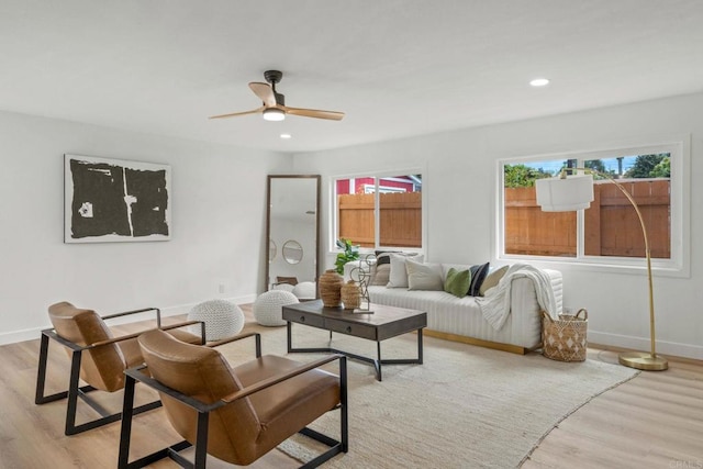 508 Village View Pl, Fallbrook, CA 92028 - living room with light wood-type flooring, a ceiling fan, and recessed lighting