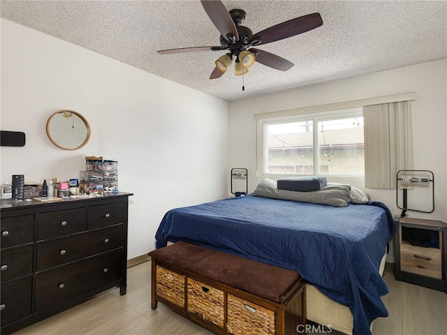 512 Lomita St, El Segundo, CA 90245 - bedroom with a textured ceiling, light wood-type flooring, and ceiling fan