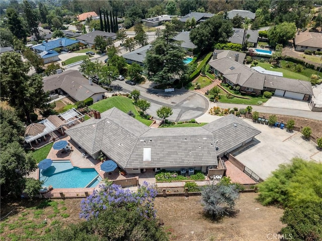2082 Kaia Ln, Sierra Madre, CA 91024 - aerial perspective of suburban area with a pool area