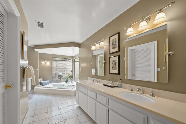 2082 Kaia Ln, Sierra Madre, CA 91024 - full bathroom featuring double vanity, a bath, and tile patterned flooring
