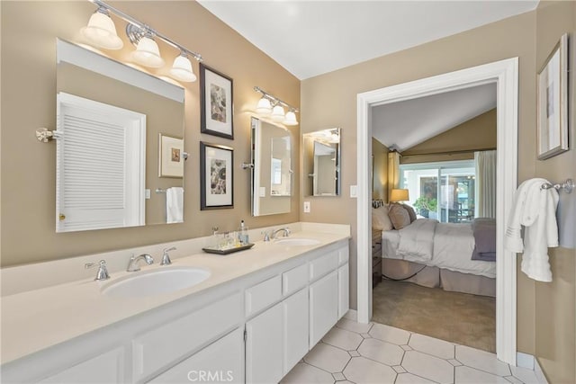 2082 Kaia Ln, Sierra Madre, CA 91024 - ensuite bathroom featuring double vanity and vaulted ceiling