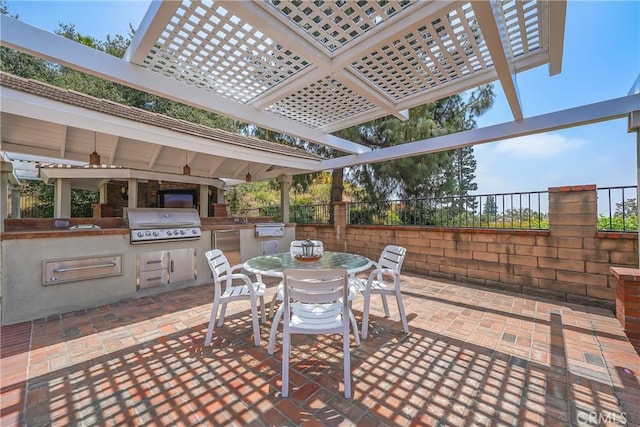2082 Kaia Ln, Sierra Madre, CA 91024 - view of patio featuring exterior kitchen and outdoor dining area