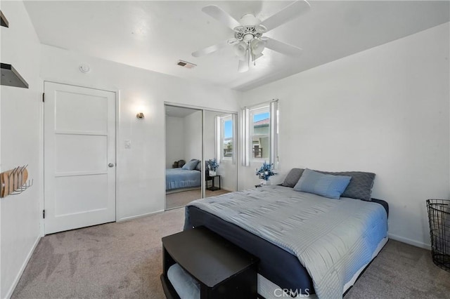 2275 Ximeno Ave, Long Beach, CA 90815 - bedroom featuring carpet floors, a closet, and a ceiling fan