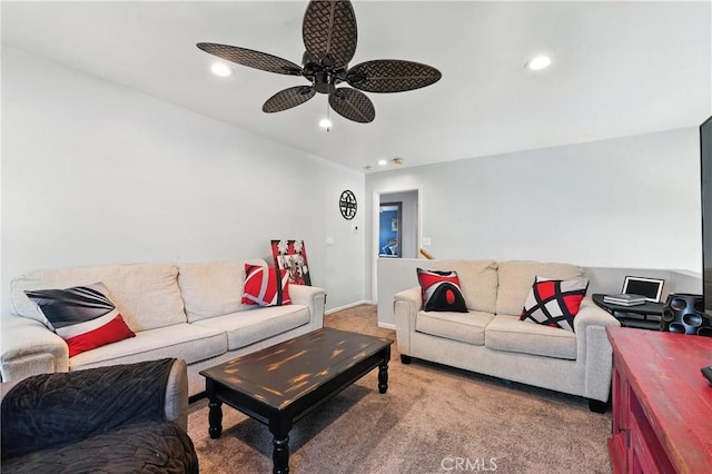 2275 Ximeno Ave, Long Beach, CA 90815 - living room with carpet, a ceiling fan, and recessed lighting