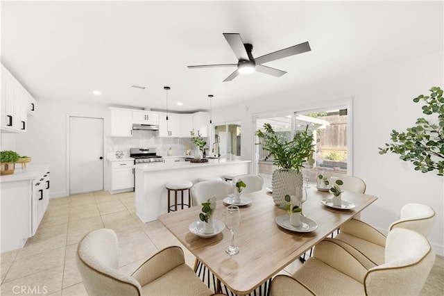 7293 Macy Ct, Riverside, CA 92503 - dining room with ceiling fan, recessed lighting, and light tile patterned floors
